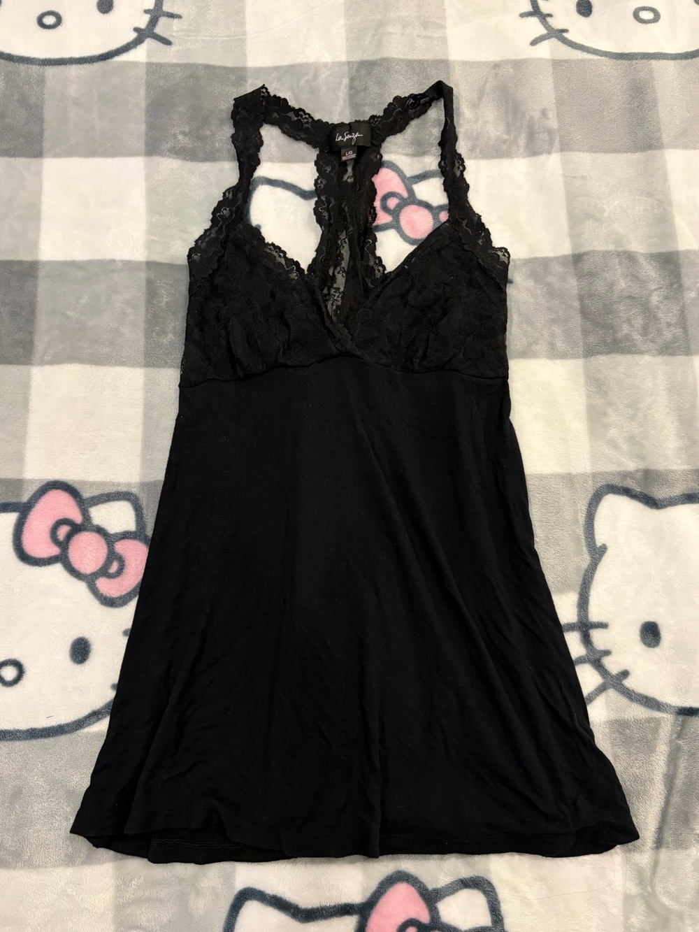 La Senza Black Lace Racerback Babydoll Slip Dress
